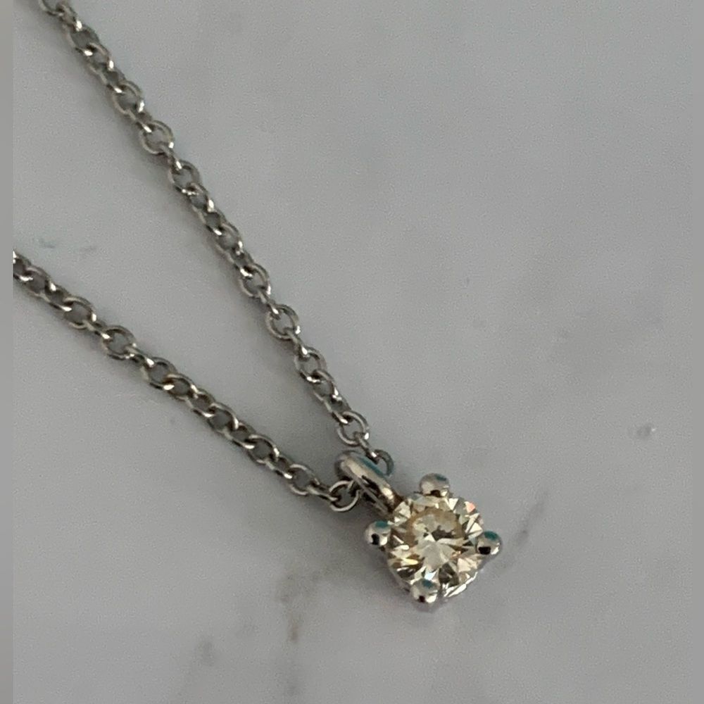 Tiffany and Co. Pendant Necklace Solitaire Diamond Platinum - Picture 9 of 10